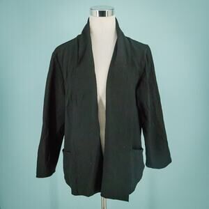 Habitat Size Medium M Black Textured Open Long Sleeve Artsy Lagenlook Jacket